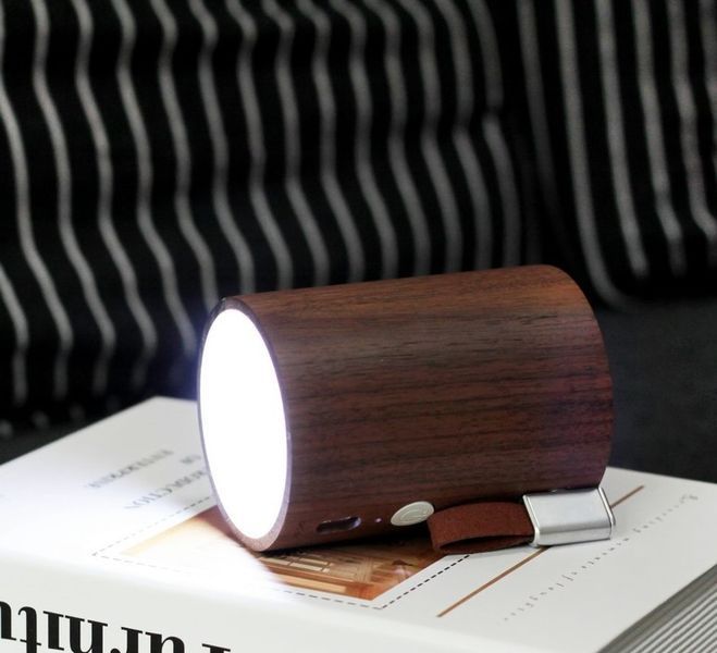 Портативний Bluetooth-динамік із вбудованим світильником Gingko Drum, дерево горіх G020WT фото